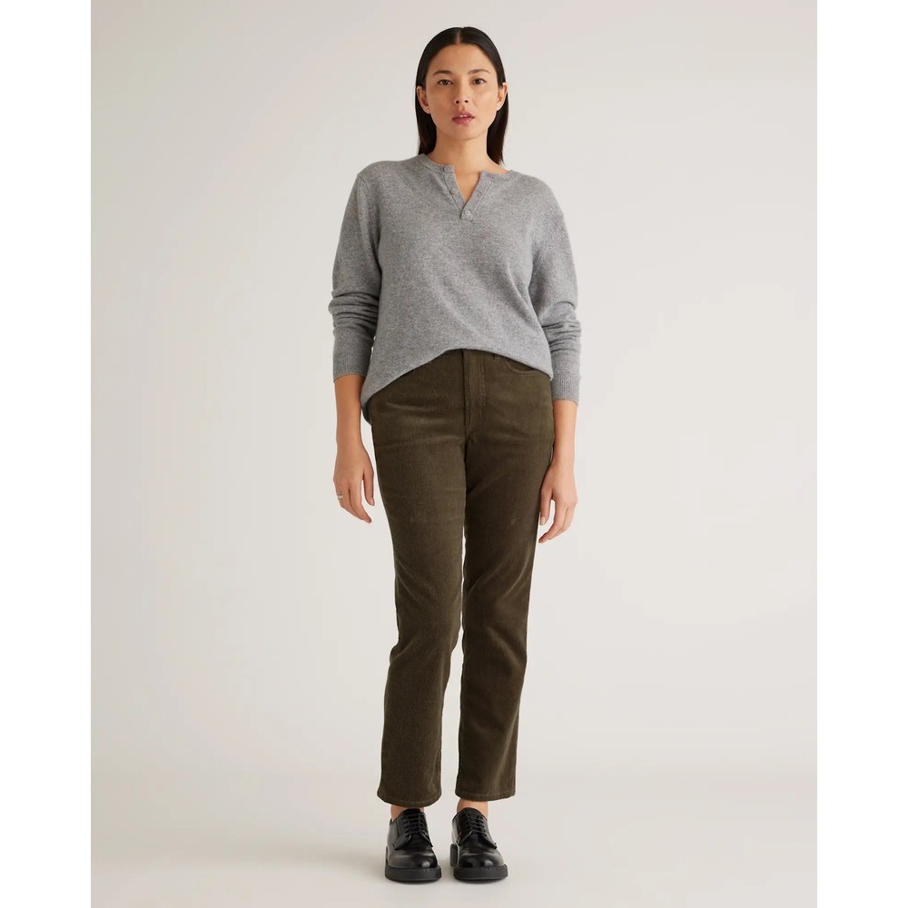 Quince Organic Stretch Corduroy Straight Leg Pants 8 Espresso Brown Quiet Luxury